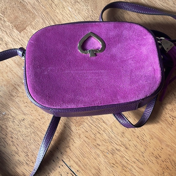 Kate Spade Baja Rose Purple Leather & Suede Camera Crossbody Bag - Picture 2 of 10